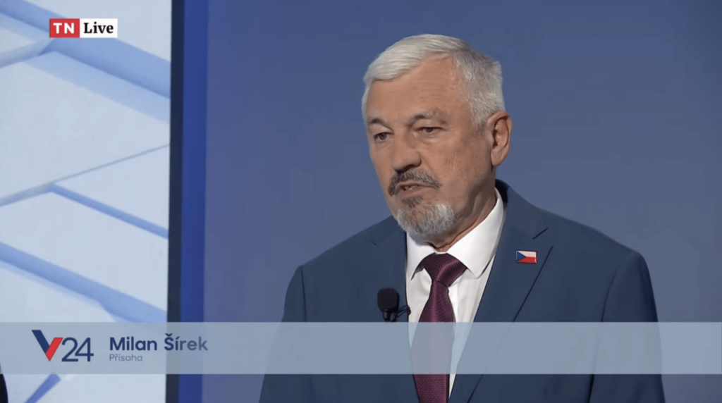 Milan Šírek, lídr Přísahy v Jihočeském kraji, v předvolební debatě na TV Nova