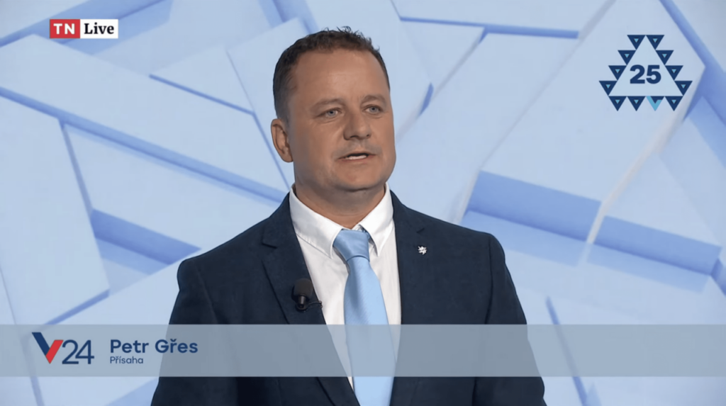 Petr Gřes, lídr Přísahy v Moravskoslezském kraji, v předvolební debatě na TV Nova